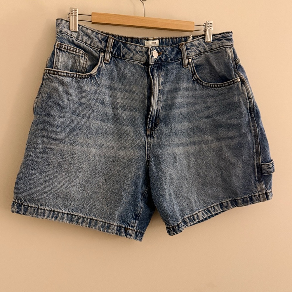 Cotton On Carpenter Denim Shorts Size 32 Blue Utility Streetwear - Picture 3 of 10
